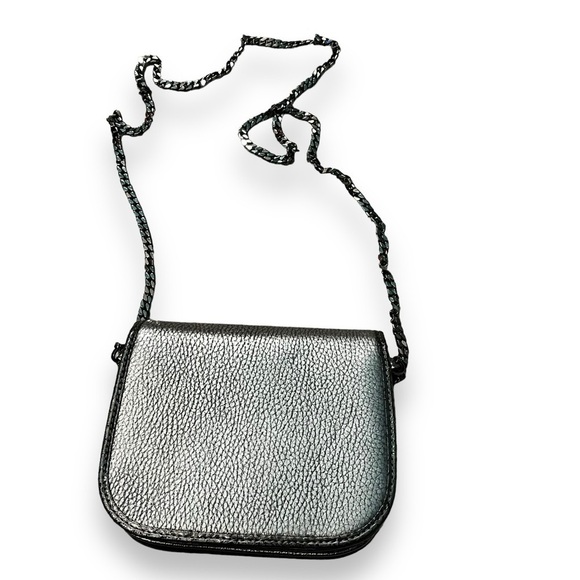 Jimmy Choo Metallic Elaphe Zadie Crossbody Purse Pebbled Leather Chain Strap - Picture 12 of 12